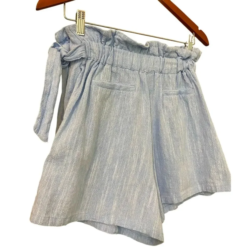 Misa Los Angeles Ania Skort Ruffle Shorts Medium Sky Blue 100% Cotton Preppy